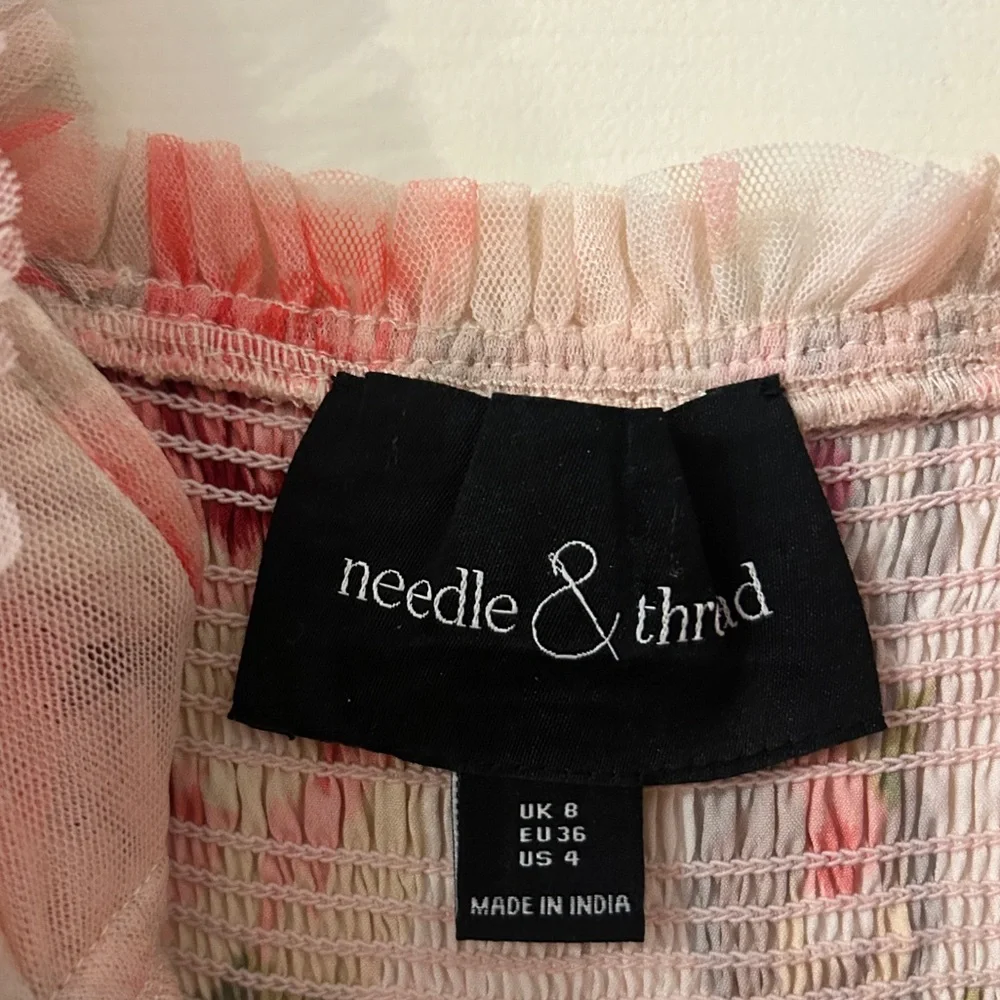 Needle & Thread Pink Floral Tiered Tulle Midi Dress - Picture 12 of 14